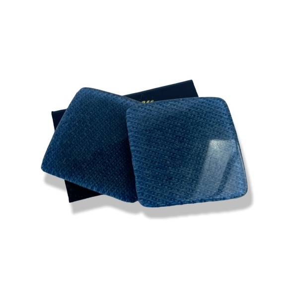 Blue square resin earrings - denim look - 80s deadstock - Picture 2 of 3